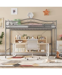 gaomon Twin Metal Loft Bed with Ladder & Full Guardrail, Heavy-Duty, Space-Saving, 400 lb Capacity, Noise-Free