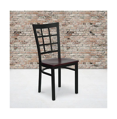 Emma+Oliver Window Back Metal Restaurant Dining Chair