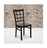 Emma+Oliver Window Back Metal Restaurant Dining Chair