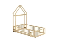 Slickblue House Style Twin Floor Bed with Decorative Headboard - 48
