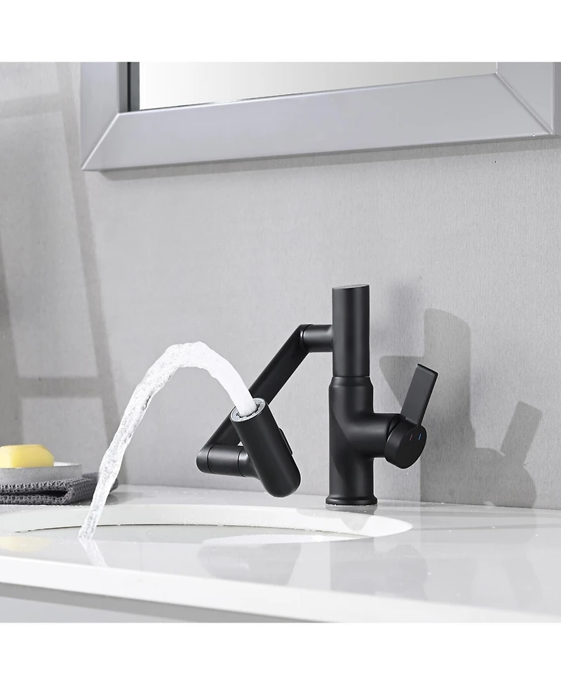 Rainsken Rotatable Bathroom Faucet with Temperature Display in Fahrenheit (Batteries-Free