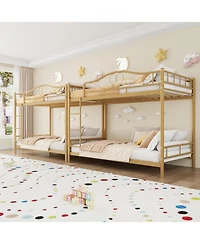 gaomon Twin Over Twin Bunk Bed with Ladder & Full Guardrails, Heavy-Duty Metal Frame, 400 lb Capacity, Space-Saving, Noise-Free, Gold