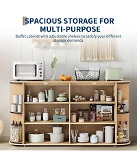 Gaomon 63" Buffet Sideboard Cabinet, Fluted Credenza with Adjustable Shelves, Modern Storage Console Table