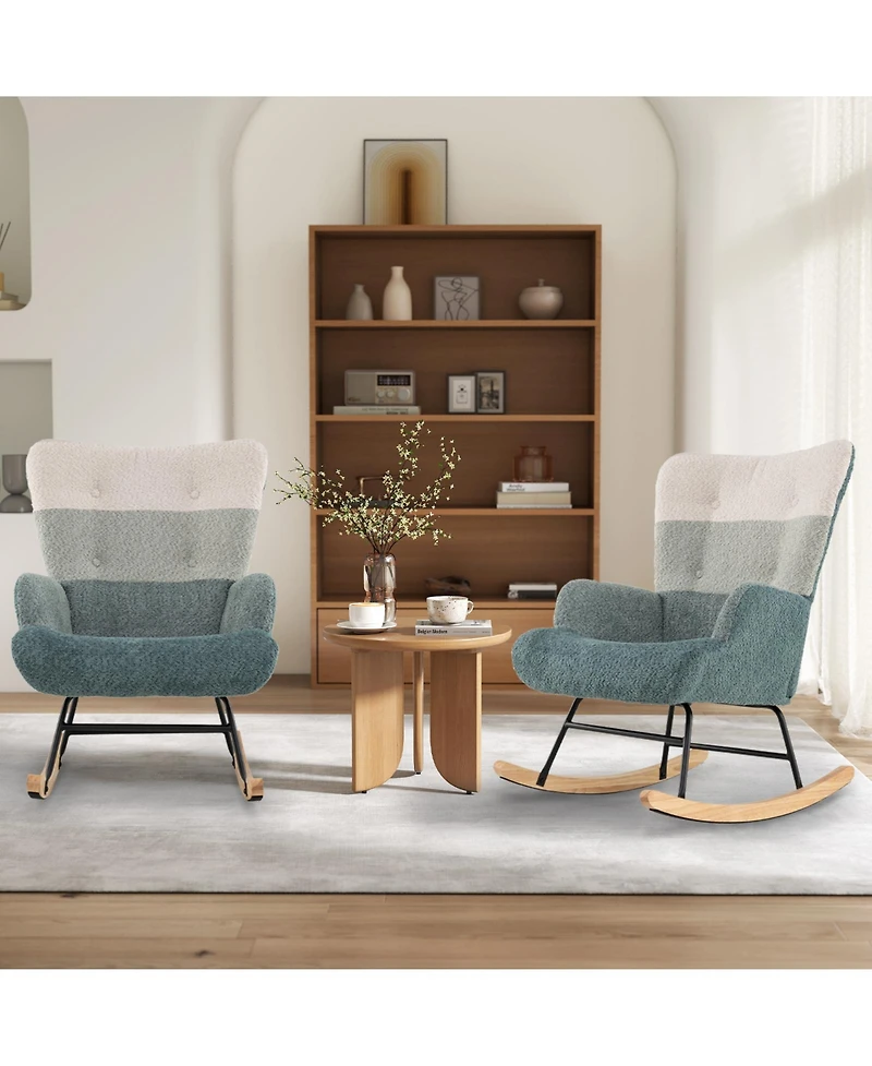 Slickblue Nursery Rocking Chair with Ergonomic Armrests and High Back