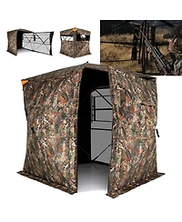 Mecale 270° See-Through Pop-Up Hunting Blind for 3-4 People with Full-Open Swing Door