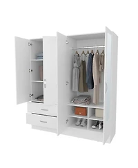Fm Furniture Hilda Wardrobe Multistorage with Two Mirrors, White