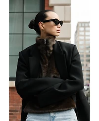 WeWoreWhat Women's Faux Fur Mock neck Vest