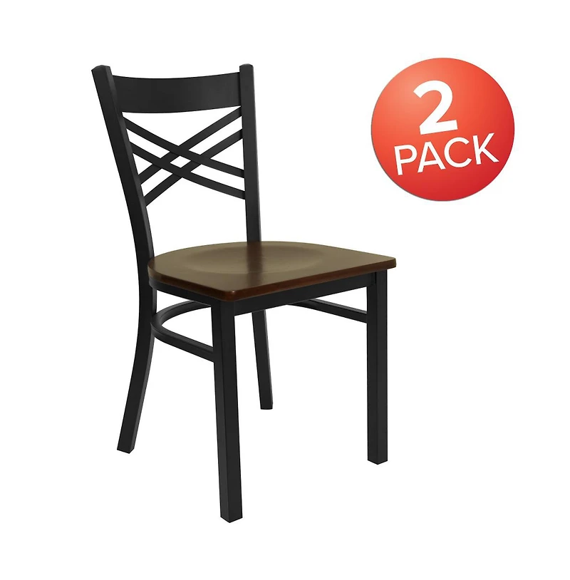 Emma+Oliver 2 Pack "X" Back Restaurant Chair