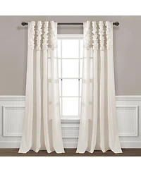 Lush Decor Ruched Waterfall Linen Textured Window Curtain Panel Single 52"W x 84"L Off White - Cream Curtains For Bedroom