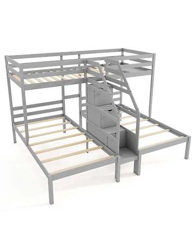 Slickblue Twin Over Bunk Bed with Stair Storage for Kids and Teens - One Fits All