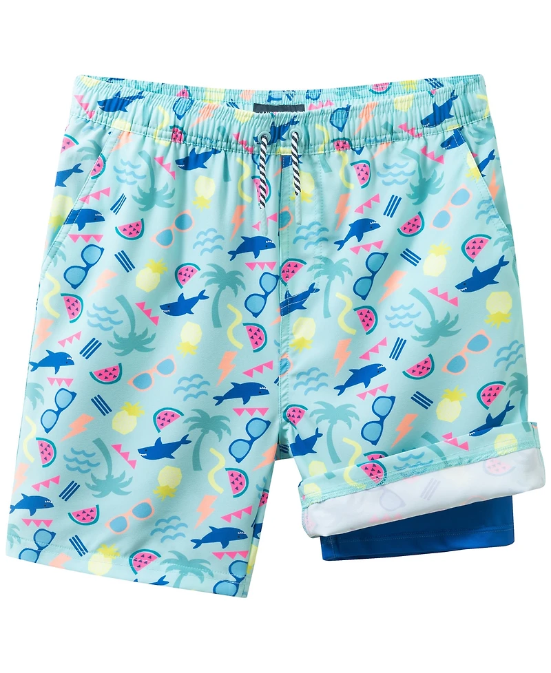 Andy & Evan Boys' 2T-8 Comfort-Stretch Lined Swim Trunks
