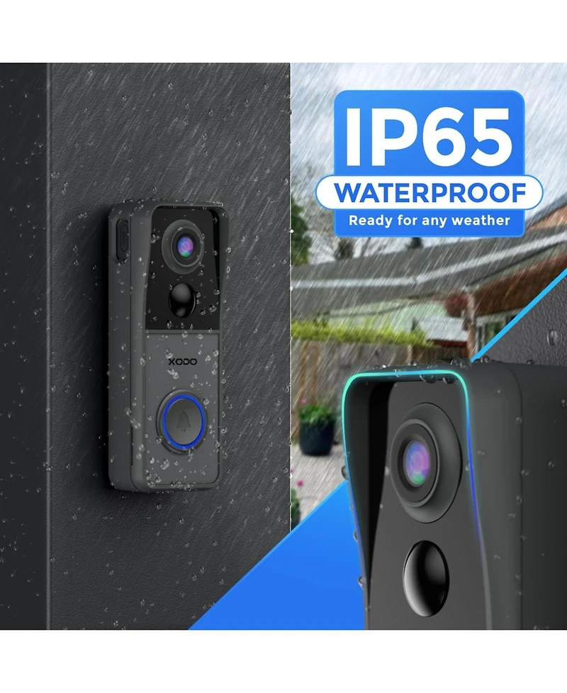 Contixo Xodo VD2 Smart Wi-Fi Wireless Video Doorbell with 2K Qhd Camera and Chime