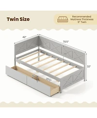 Slickblue Modern Twin Daybed with Two Drawers and Slat Support - 42