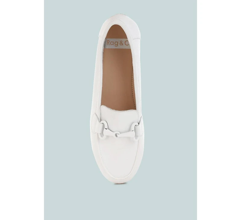 Taranis Monochromatic Horsebit Real Leather Loafers