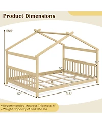 Slickblue Montessori Full Floor Bed with House Frame and Headboard