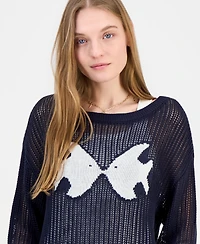 Ultra Flirt Juniors' Icon Open-Knit Sweater