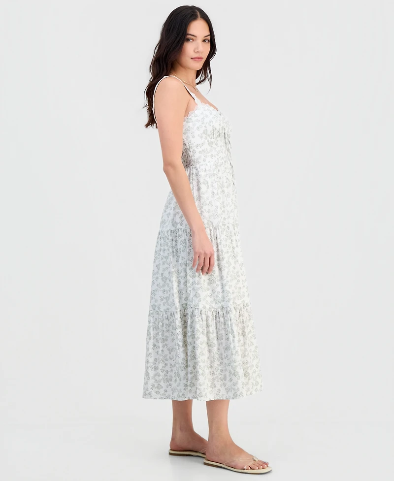 Self Esteem Juniors' Ditsy Floral Sweetheart-Neck Maxi Dress