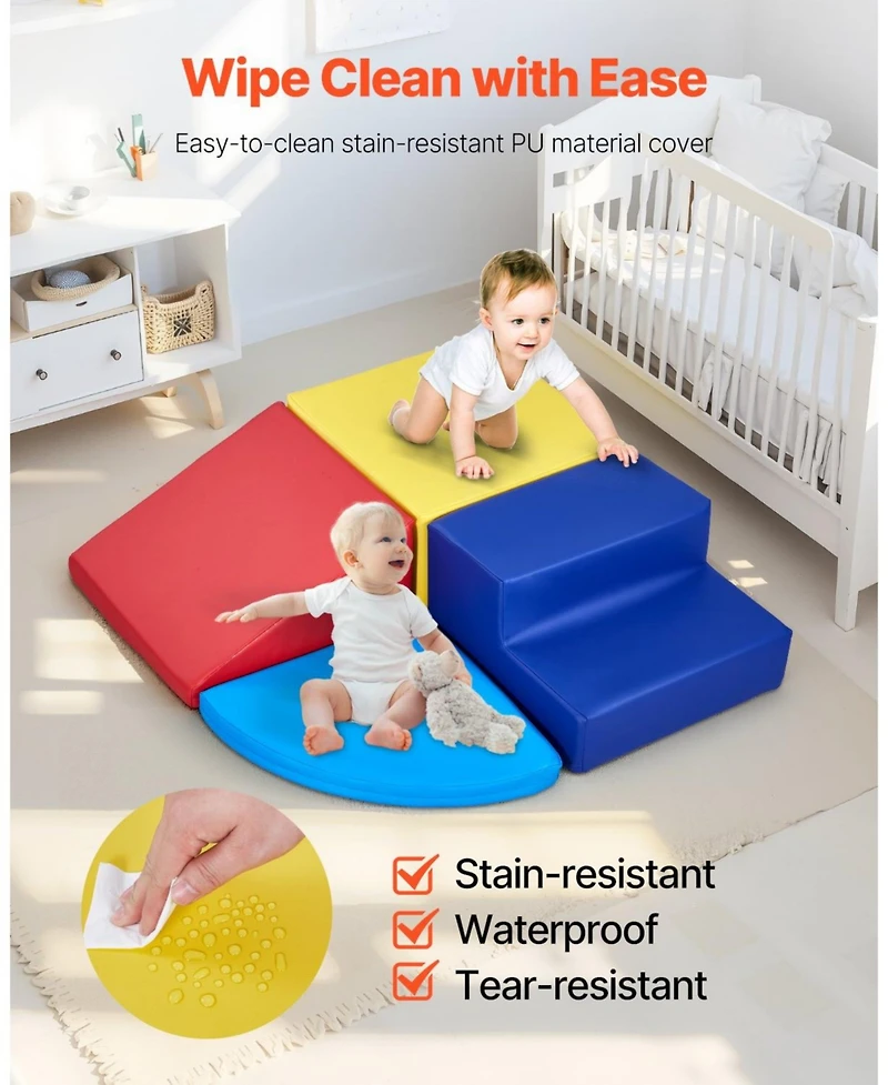 Sugift 4-Piece Foam Climbing Set for Toddlers - Crawl & Slide Playset