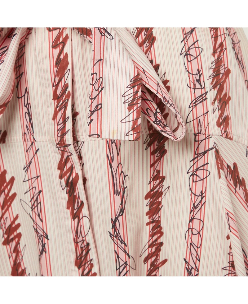 Pre-Owned Burberry Women's Pink Scribble Printed Cotton Belted Shirt Dress
