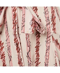 Pre-Owned Burberry Women's Pink Scribble Printed Cotton Belted Shirt Dress