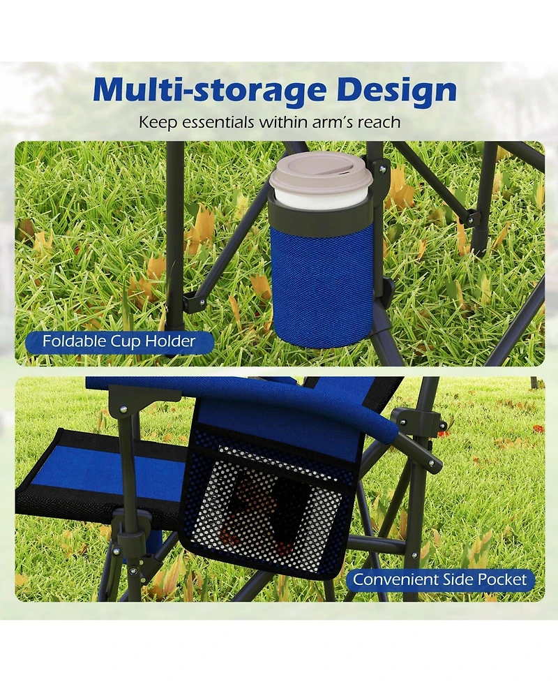Mecale Portable Folding Oxford Cloth Camping Chair with Cup Holder and Side Pocket