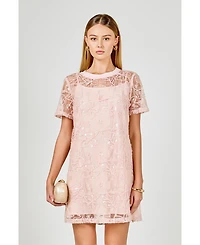 endless rose Women's Sequins Embroidery Mesh Dress
