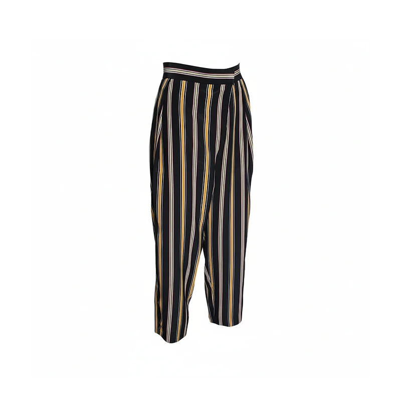 Pre-Owned Chloe Women's Multicolor Silk Rough Striped Cropped Trousers