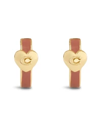 Coach Gold Signature C Heart Huggie Earrings