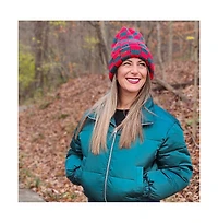 Headbands of Hope Women's Two-Tone Checkerboard Knit Beanie - Red + Green