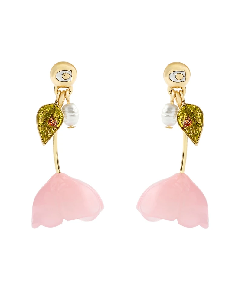 Coach Faux Stone Flower Drop Earrings