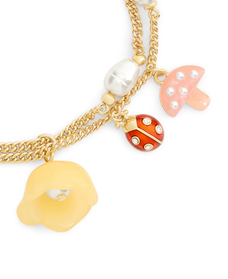 Coach Faux Stone Floral Statement Charm Bracelet