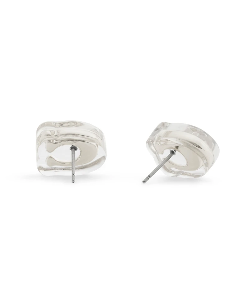 Coach Rhodium Signature C Lucite Stud Earrings