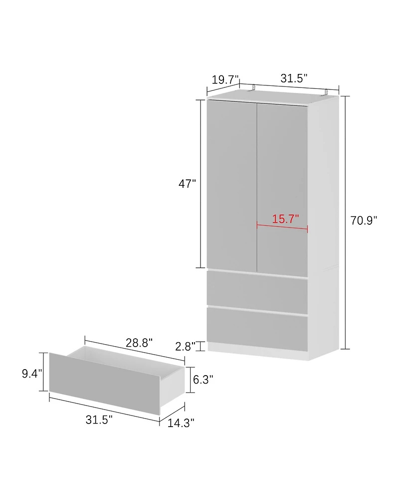 Homsee 6-Drawers White Paint Dresser Vanity Cabinet Organizer
