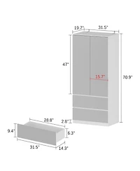 Homsee 6-Drawers White Paint Dresser Vanity Cabinet Organizer