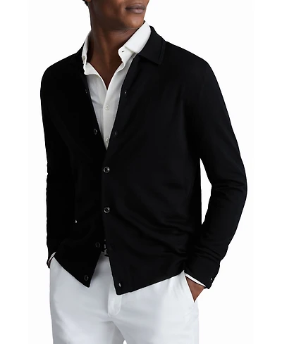 Reiss Men's Merino Wool Button-Through Cardigan