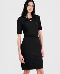 Anne Klein Women's Elbow-Sleeve Twist-Front Sheath Dress