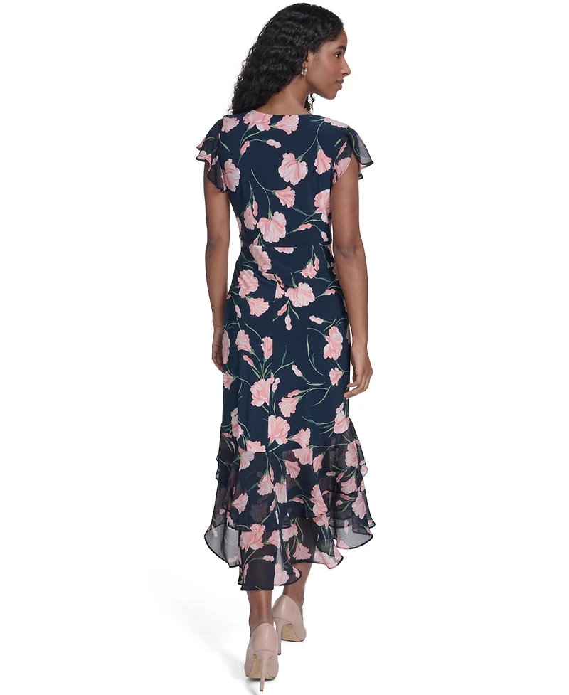 Tommy Hilfiger Women's V-Neck Empire Tiered Midi Dress