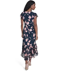 Tommy Hilfiger Women's V-Neck Empire Tiered Midi Dress