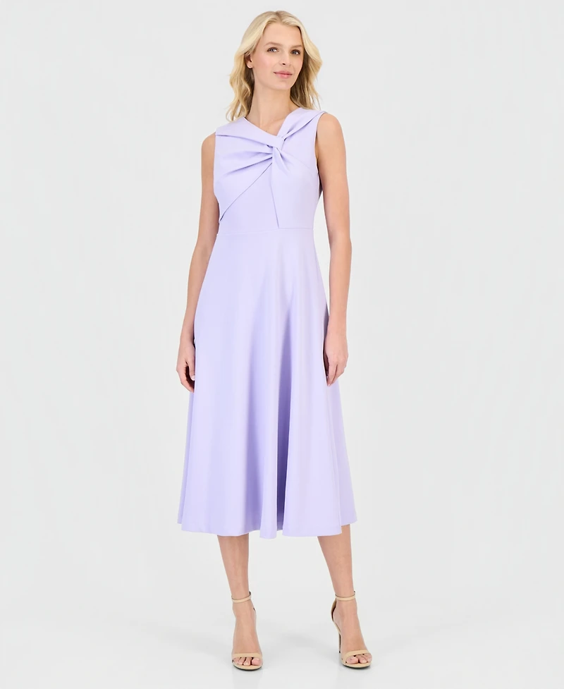 Anne Klein Women's Twist-Front A-Line Midi Dress
