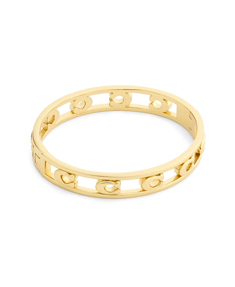Coach Rhodium Signature C Openwork Bangle Bracelet
