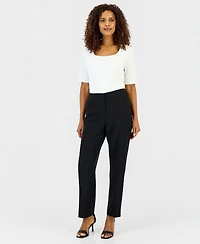 Kasper Women's Elastic Waist Slim-Fit Ankle Pant