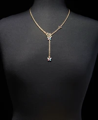 Karl Lagerfeld Paris Multicolor Crystal Flower Lariat Necklace, 20" + 3" extender