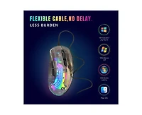 Risokeys Transparent Wired Gaming Mouse, 12800 Dpi Adjustable, Rgb Backlight, Ergonomic Lightweight Mouse for Gamers & Office Workers