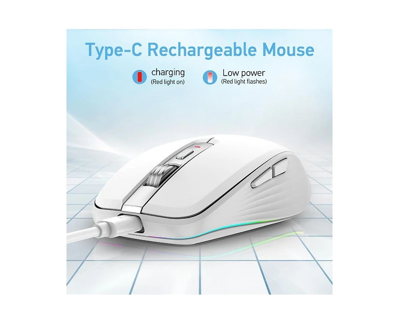 Risokeys Dual-Mode Wireless Mouse-(2.4G & Bluetooth 5.1), 2400 Dpi Adjustable, Silent Click, Type-c Rechargeable