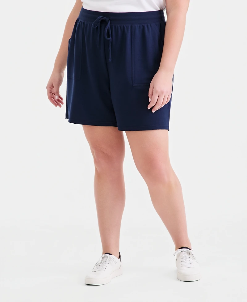 Style & Co Plus Raw-Hem Lux Soft French Terry Shorts, Macy's Exclusive