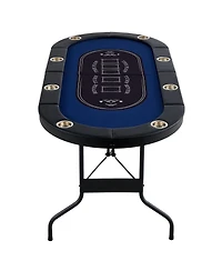 Sugift 8-Player Foldable Poker Table 72" Oval with Cup Holders and Padding