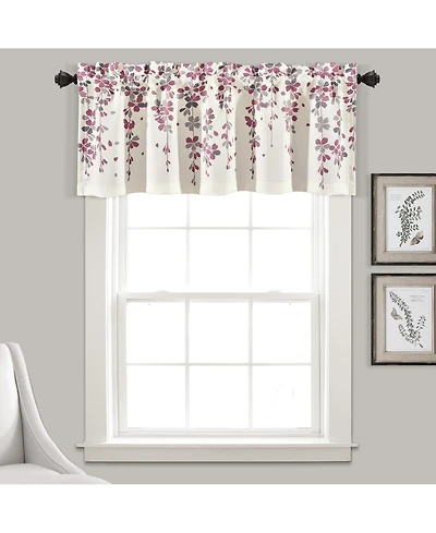 Lush Decor Weeping Flower Room Darkening Valance Curtain Header Purple & Gray - Valances for Windows - Floral Kitchen Curtains