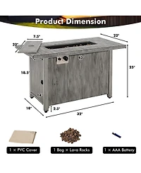 Sugift 43 Inch 50000 Btu Propane Fire Pit Table with Removable Lid