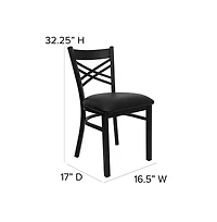 Emma+Oliver X" Back Metal Restaurant Dining Chair