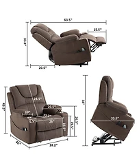 Boyel Living Velvet Recliner Chair with 2 Cup Holder, Lounge Chair Power Lift Chair Relax Sofa Chair